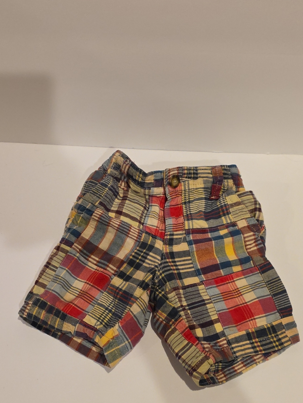 Old Navy Multi-Color Plaid Patchwork Shorts 18-24 Months